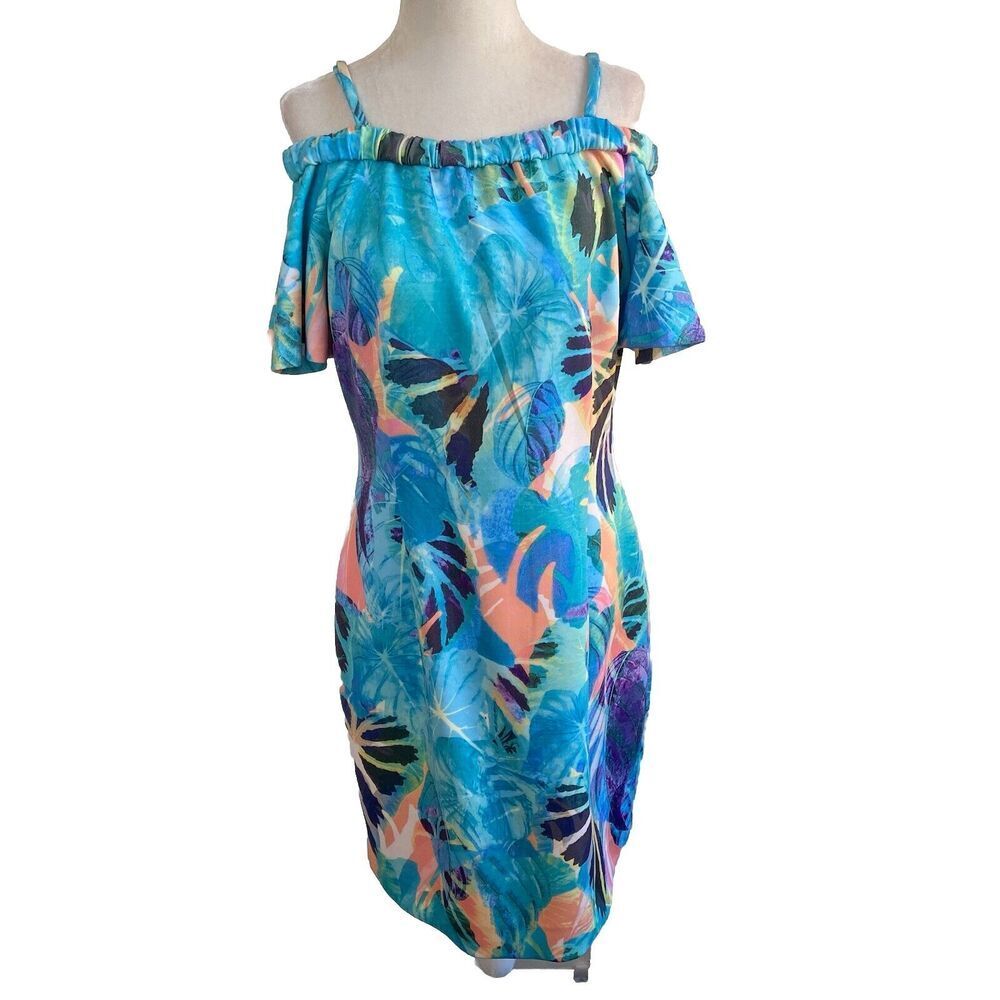 Gianni Bini Off The Shoulder Tropical Sheath Dress Size Medium